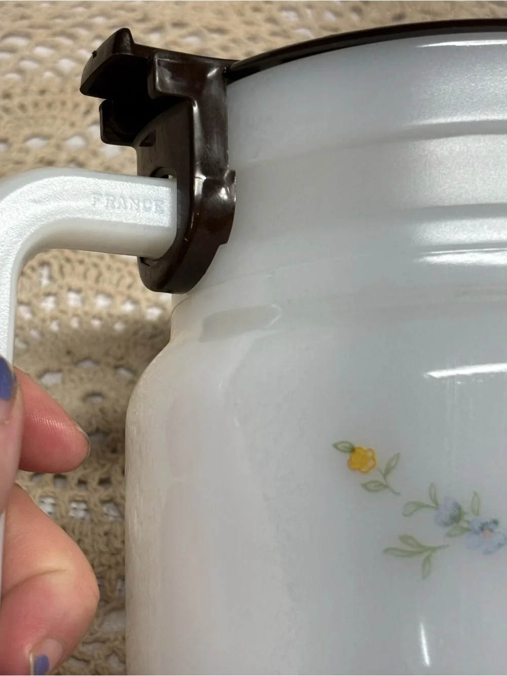 Classic Arcopal France Milk Glass Coffee Carafe Victoria Pattern